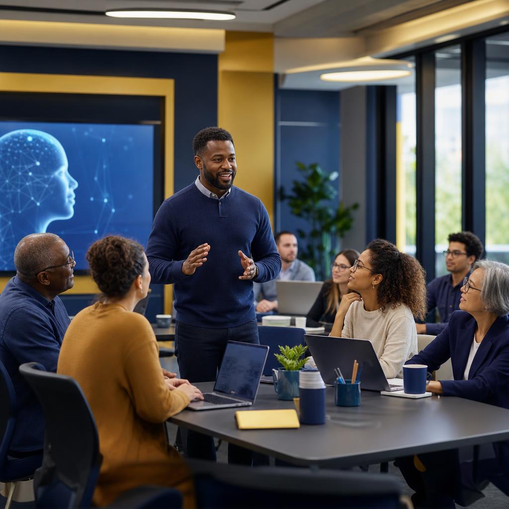 Professionals building practical AI skills through hands-on staff training